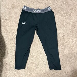 Under Armour Kids Dark Leggings with Gray Waistband